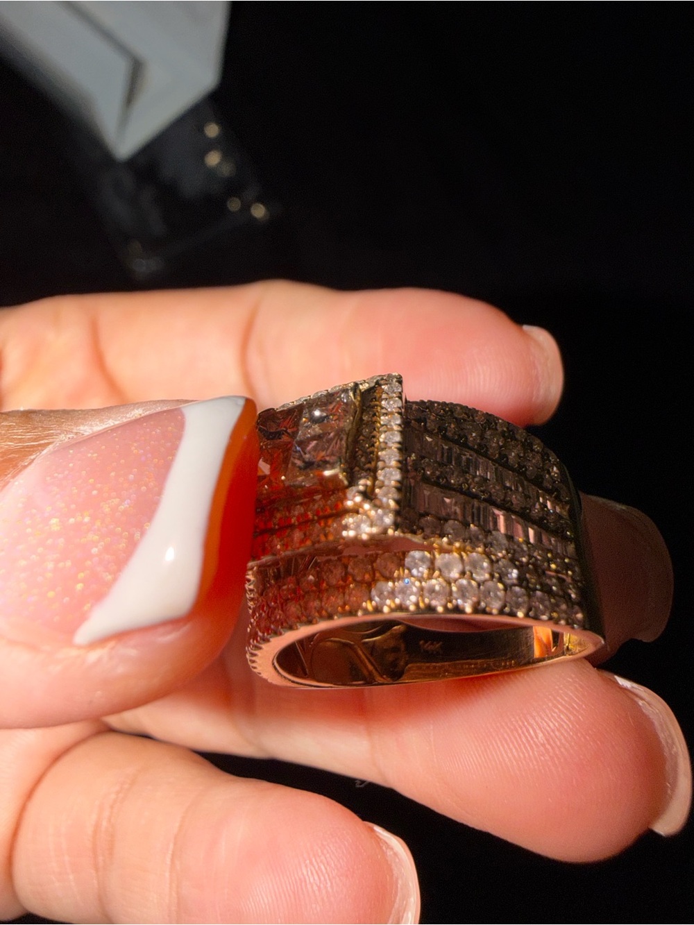 Multi Row Round & Princess Cut Diamond Engagement Ring Set 14K Yellow Gold 3.5CT - Picture 7 of 12